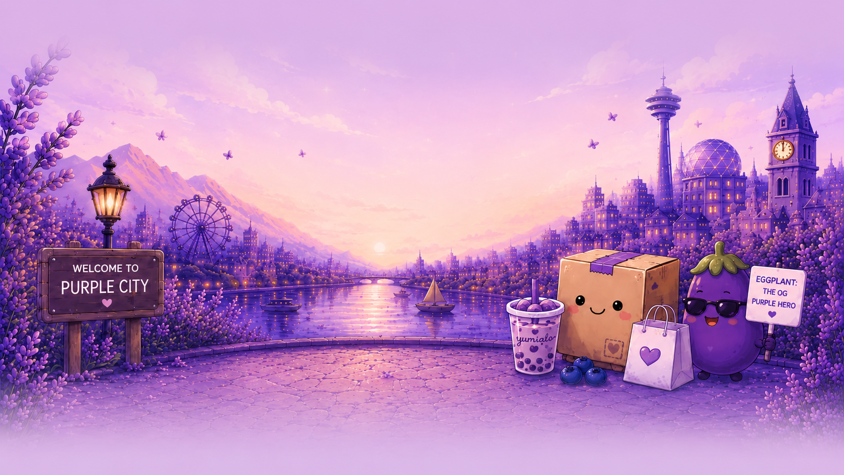 Purple City fantasy landscape